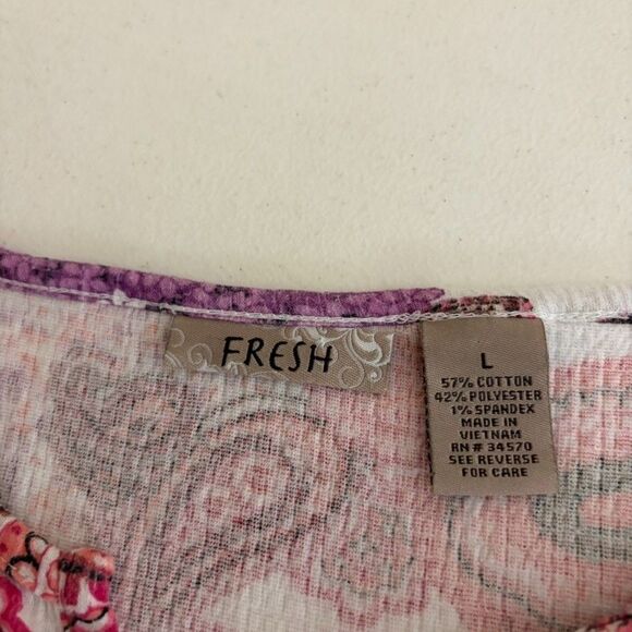 Fresh Blouse Women's Large V-Neck Paisley Short Sleeve Colorful Top Shirt - Picture 6 of 7